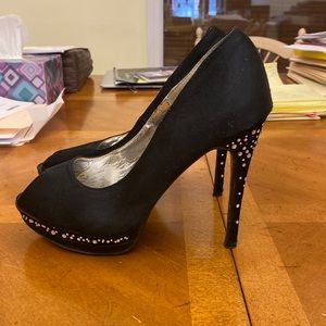 Black rhinestone heels- 4 1/2 inch heel